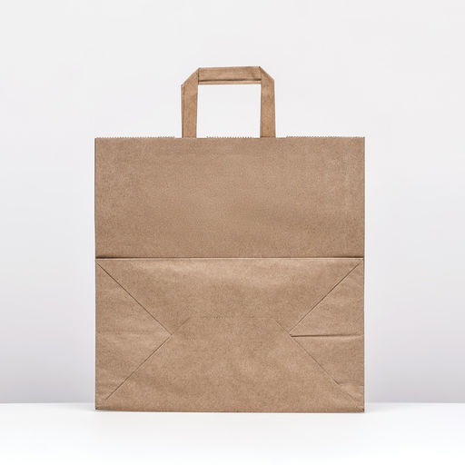 Цена за 25 шт. Пакет бумажный крафт, плоская ручка32 х 18 х 32 см, 90 гр/м - Simaland фото 4