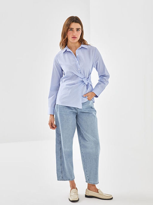 ?izgili Poplin Kad?n G?mlek