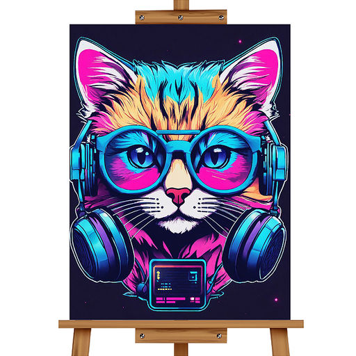 Мозаика алмазная "Кот в наушниках" 40*50см.
