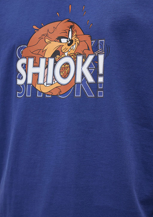 Tazmanya Canavar? Bask?l? Mavi Tisort  фото 6