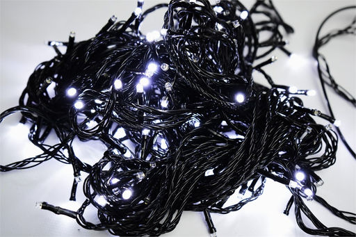 Эл. гирлянда диодная 400 ламп 20м темный провод (MM-400LED/240л) холодно-белая, в тубе