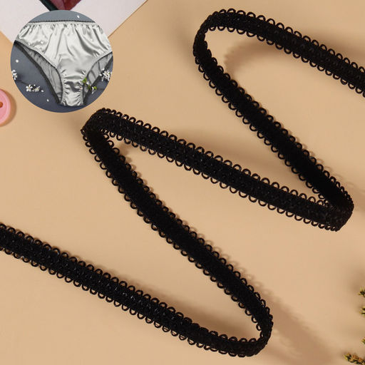 Резинка ажурная бельевая, 8 мм, 10±0.5 м, чёрная