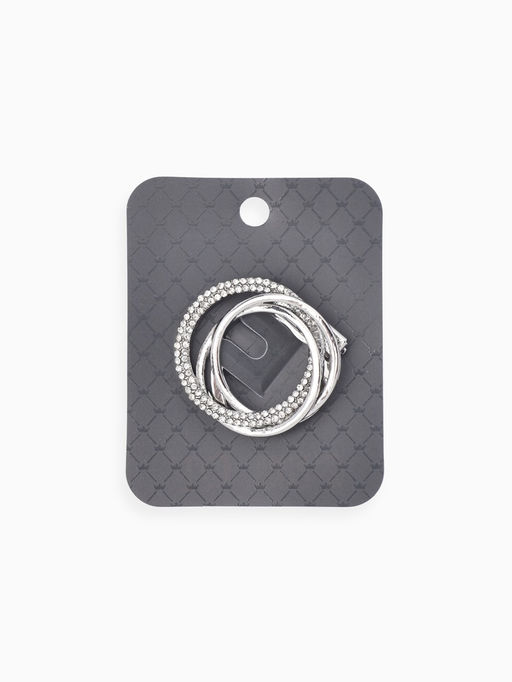 Зажим для платка "Узоры" круг, цвет белый в серебре