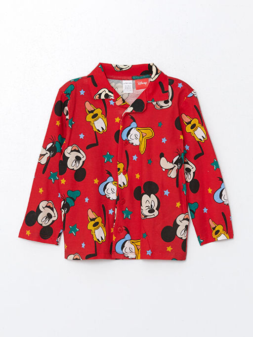 Polo Yaka Uzun Kollu Mickey Mouse Bask?l? Erkek Bebek Pijama Tak?m? - Waikiki фото 2