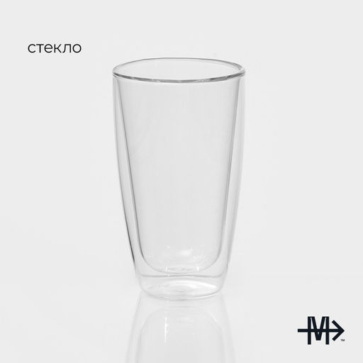 Стакан с двойными стенками Magistro «Поль. Дуо», 400 мл, 8.5×15 см, стекло, прозрачный
