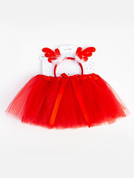 Набор для фотосессии «Крошка Я. Рождественский олененок»: юбка и ободок, красный, рост 68-92 см