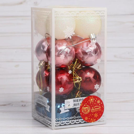 Ёлочные игрушки Астрид ассорти, шары новогодние, d=5 см, набор 16 шт., МИКС - Зимнее волшебство фото 2