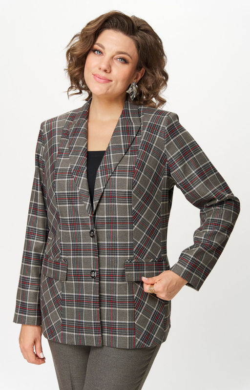 Костюм БелЭльСтиль 412/609 клетка красно-коричневая фото 5