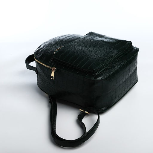 Рюкзак женский из искусственной кожи на молнии, 1 карман, цвет зелёный - Simaland фото 3