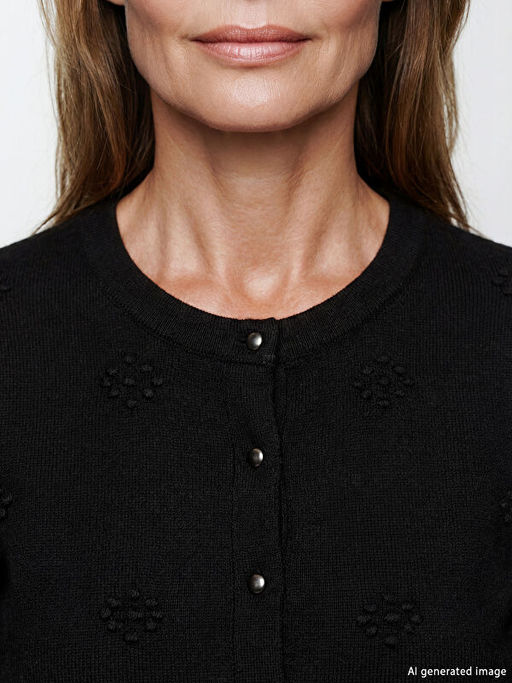 Bisiklet Yaka Kendinden Desenli Kad?n Triko H?rka