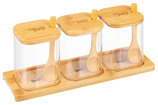 Набор банок для специй Elan Gallery Crystal Glass 3 шт 450 мл с ложкой фото 25