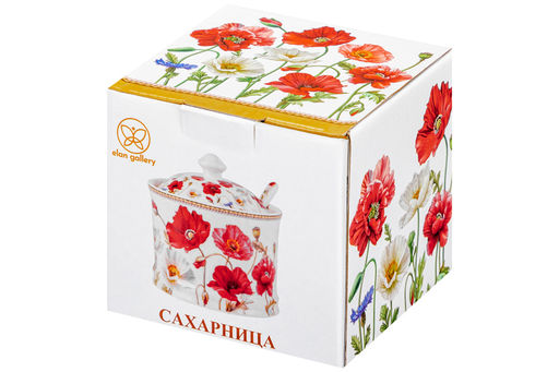 Сахарница 250 мл 9*9*10 см Маки + ложка, NEW BONE CHINA - Elan gallery фото 20