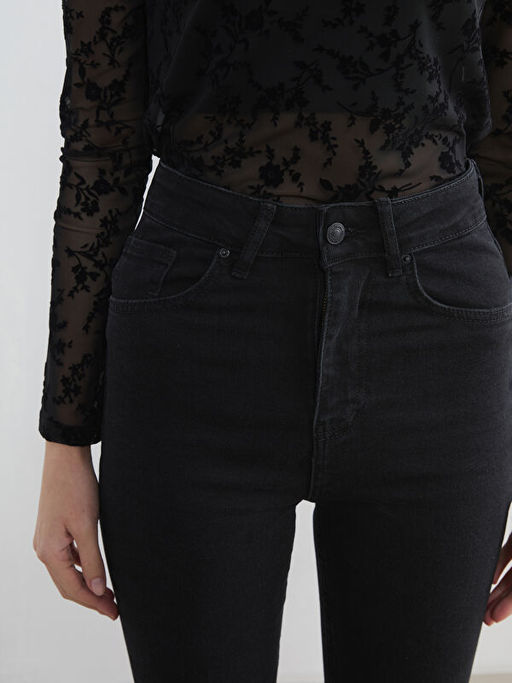 Y?ksek Bel Flare Kad?n Jean Pantolon