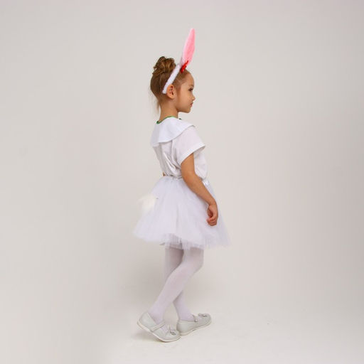 Карнавальный костюм Зайка белая с ободком, рост 98-128 см - Страна карнавалия фото 5