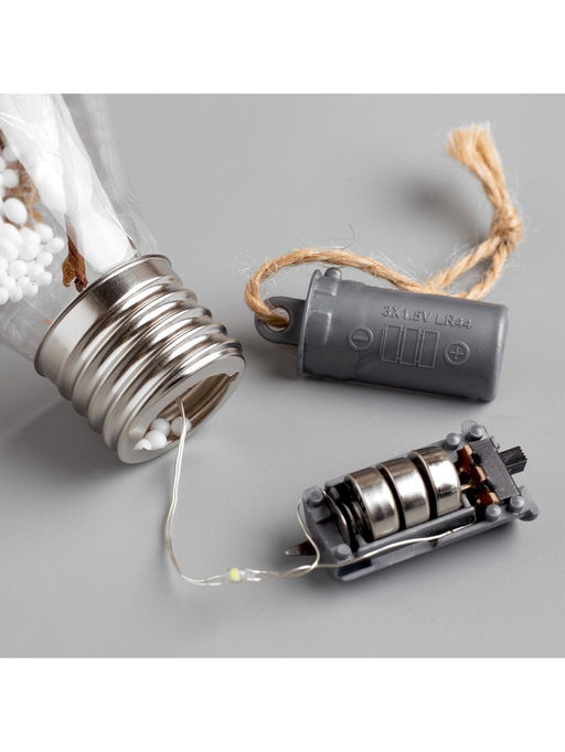 Ёлочный шар Шишки с желтой мишурой, 5 LED, от батареек, свечение белое - Luazon lighting фото 11