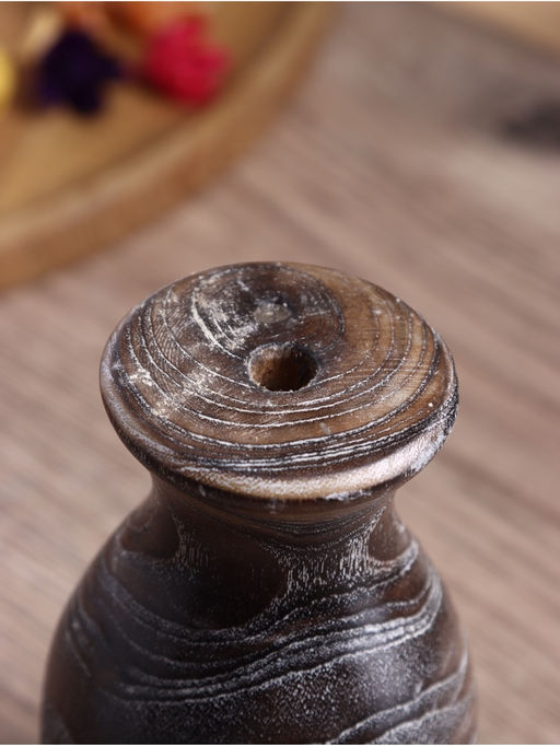 Ваза для сухоцветов «Милена», 8×8×15 см, дерево джати, тёмно-коричневая