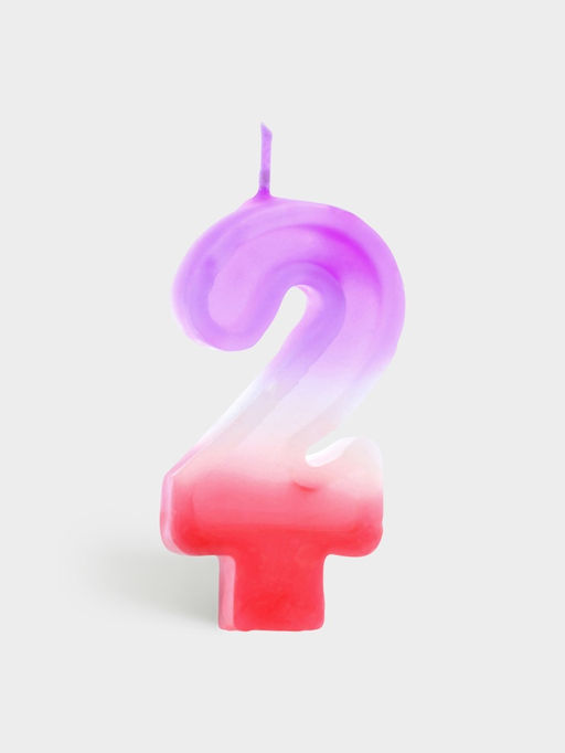 Цена за 10 шт. Свеча цифра для торта «2», 8×3.75×1 см