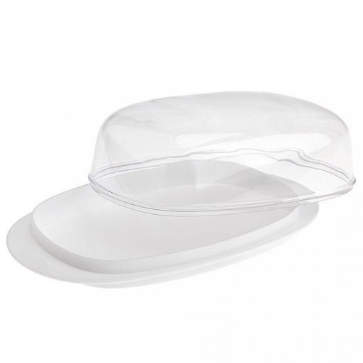 Масленка пластмассовая Кристалл 19х10х6см, прозрачная крышка, белый (Россия) - Домашняя мода фото 3