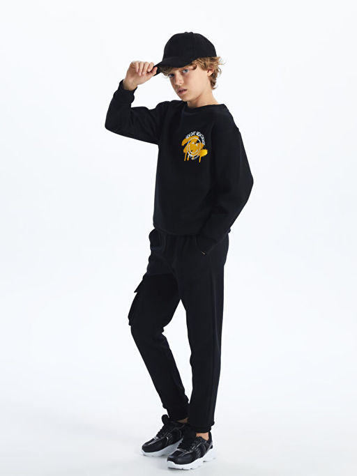 Smileyworld Bask?l? Erkek ?ocuk Kal?n Sweatshirt