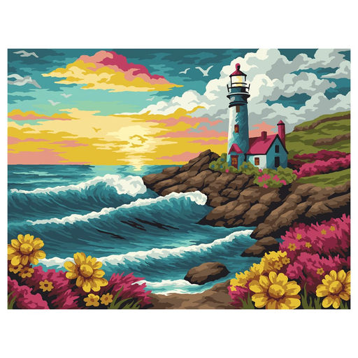 Картина по номерам на холсте "Свет маяка" 30*40см (КХ3040_53864) ТРИ СОВЫ, с акриловыми красками