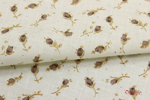 Импорт. хлопок (ситец) Маленькие бутончики цв.коричневый, ш.1.55м, хлопок-100%, 80гр/м.кв - Купава фото 4