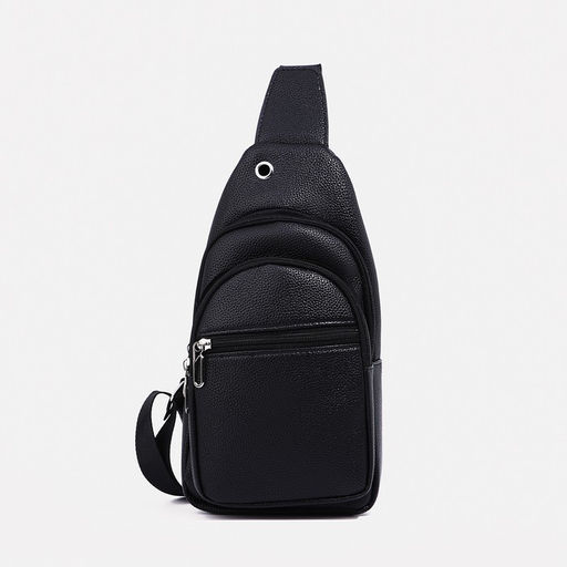 Сумка слинг мужская, искусственная кожа, отверстие для наушников, цвет чёрный - Simaland фото 4