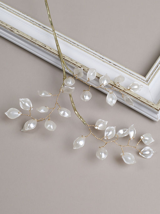 Ветка декоративная стеклярус 34 см / CW0427-4 /уп 818/ 27 лист