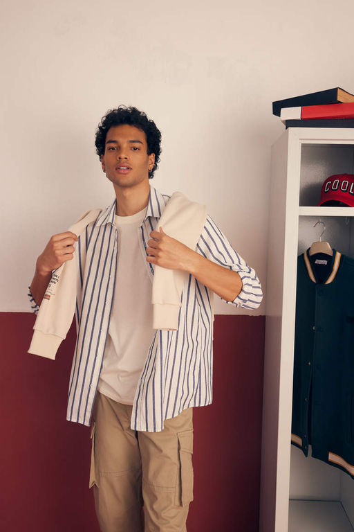 Оксфордская рубашка в полоску с длинным рукавом Relax Fit - Defacto фото 6