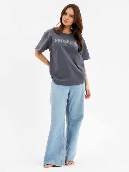 Футболка женская KAFTAN: Prosecco, серая, размер 40-42