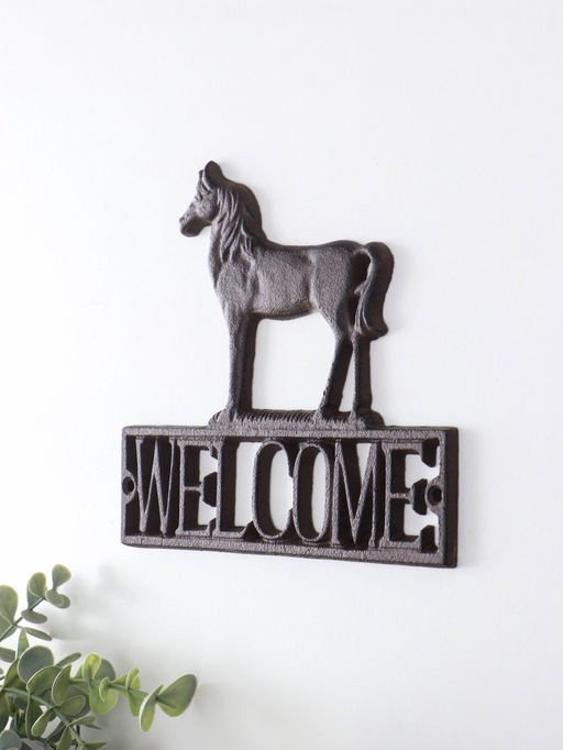 Фигурка настенная «Конь - Welcome», декор чугун, 20.5×0.8×18 см