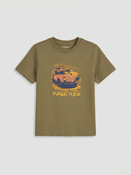 Bisiklet Yaka Bask?l? Erkek ?ocuk Ti??rt