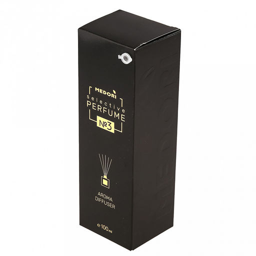 Ароматический диффузор 100мл "Блэк Афгано" 6х7х21,5см, настольный, стекло, палочки из микрофибры, парфюм, с пробником аромата, в коробке, "Medori" (Россия)