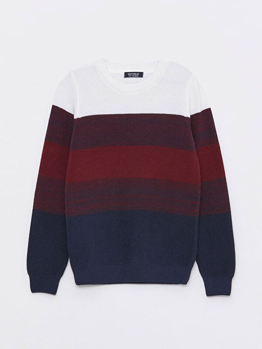 Bisiklet Yaka Renk Bloklu Uzun Kollu Erkek ?ocuk Triko Kazak - Waikiki фото 3