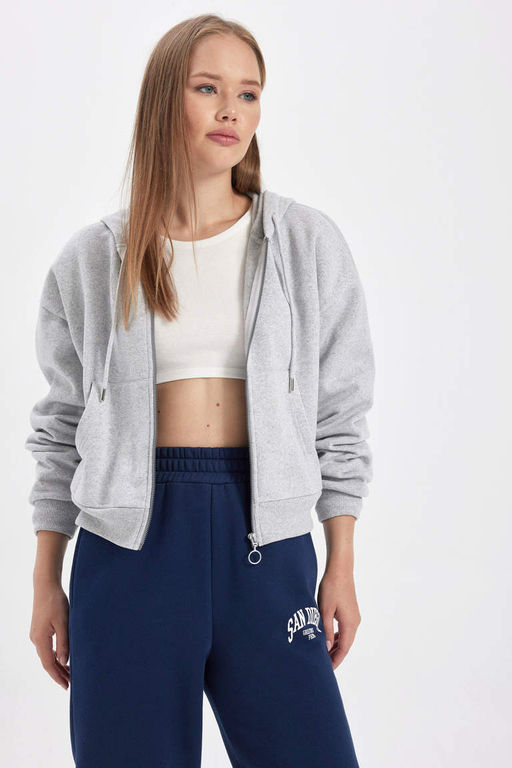 Толстовка на молнии с капюшоном Cool Regular Fit - Defacto фото 3