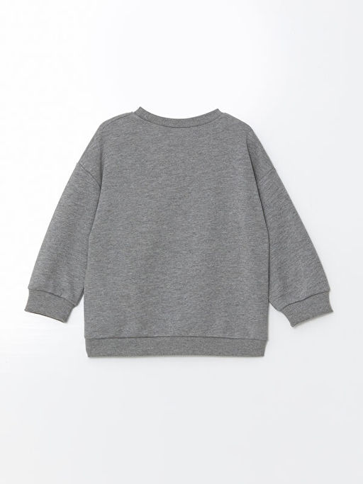 Bisiklet Yaka Bask?l? Erkek Bebek Sweatshirt
