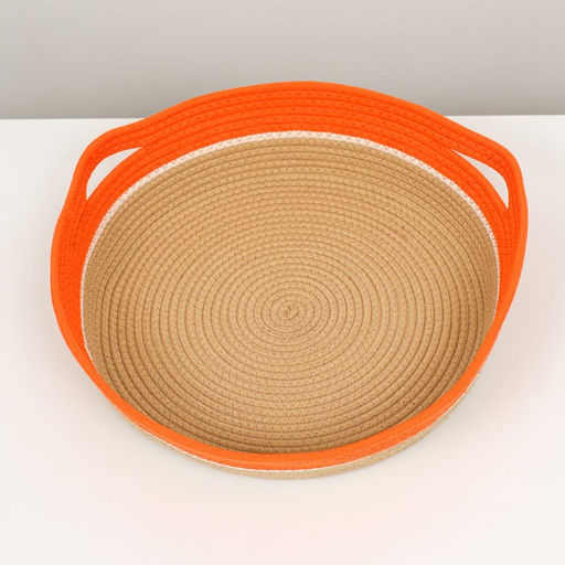 Экологичный лежак для животных (хлобчатобумажный),40 х 40 х 11 см, вес до 15 кг, оранжевый - Пижон фото 3