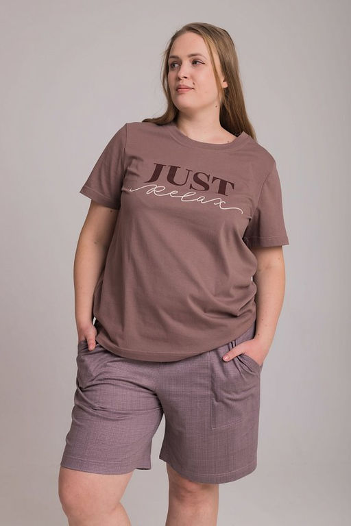 Пижама футболка и шорты М325294Пк коричневый - Елена фото 5