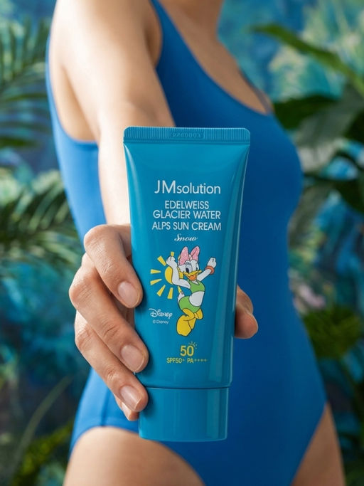 Jmsolution Охлаждающий солнцезащитный крем / Edelweiss Glacier Water Alps Moist Suncream Snow SPF50+/PA++++ Disney Daisy Duck, 50 мл