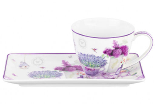 Чашка 250 мл с блюдцем для десерта 20,5*10,5*2 см Лаванда NEW BONE CHINA - Elan gallery фото 8