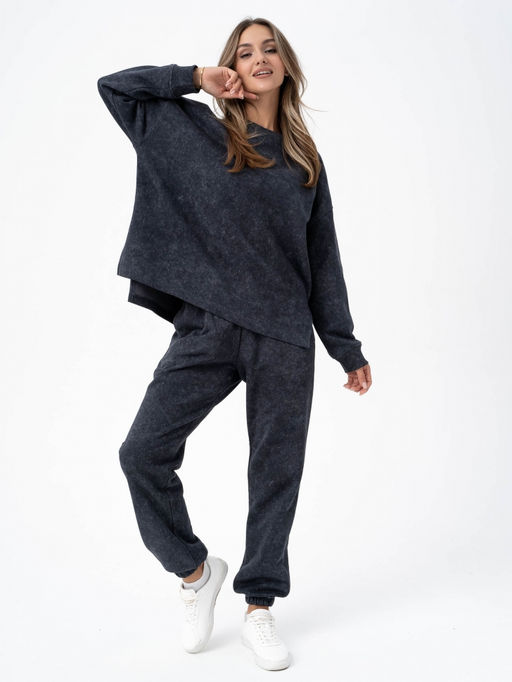 эффект варенки! Брюки джоггеры из футера 3-х нитки с петлей,графитовый - Binita фото 5