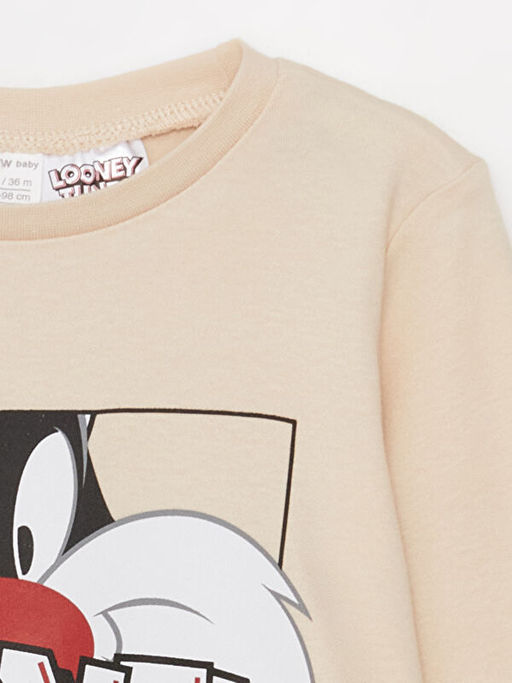 Bisiklet Yaka Uzun Kollu Looney Tunes Bask?l? Erkek Bebek Pijama Tak?m? - Waikiki фото 3