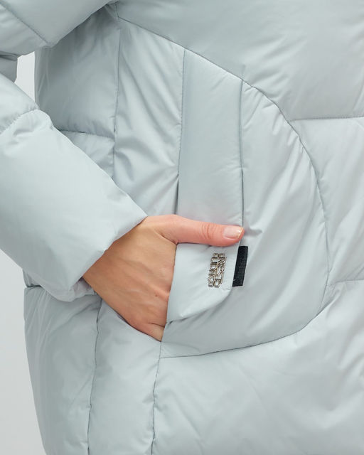 Куртка зимняя женская с капюшоном модная голубого цвета 3193Gl - Visdeer фото 4