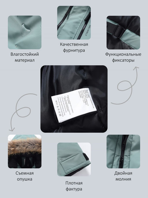 Парка зимняя мужская с капюшоном и мехом енот зеленого цвета 9537-1Z - Valianly фото 23