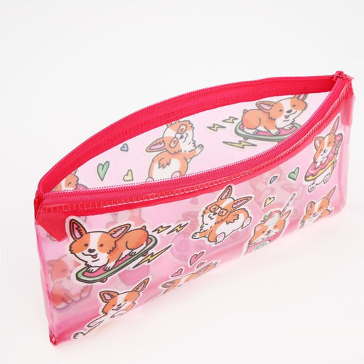 Косметичка-пенал на молнии, с рисунком Корги, розовая - Simaland фото 3