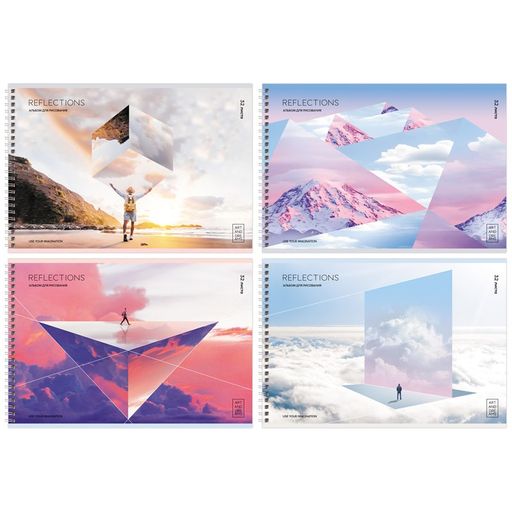 Альбом для рисования BG А4 32л. на спирали "Reflections" (АР4гр32 10885) обложка картон