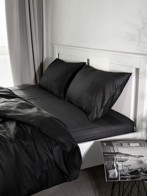 Наволочки сатин-страйп 50x70 (2шт) черный сатин