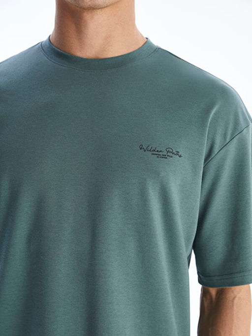 Bisiklet Yaka Bask?l? Erkek Ti??rt