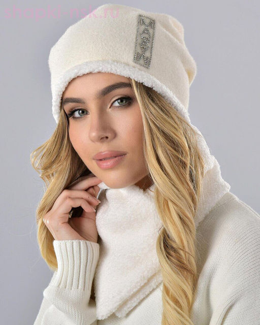 Бархат полоска термо Комплект флис (шапка+снуд) (56-58)