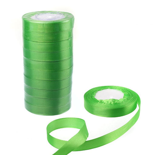 Лента атласная декоративная 25ярд х 1.5см 10 штук набор / 051 /уп 50/зеленый