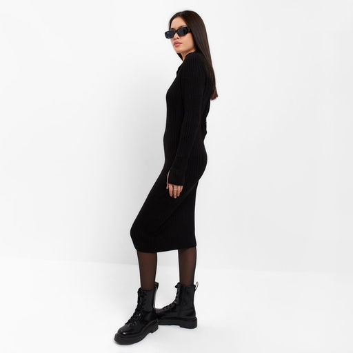 Платье женское миди MIST Knitwear, чёрное, размер 46